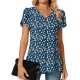 Anyally Women's Plus Size Summer Dressy Chiffon Blouses Short Sleeve V Neck Tunic Tops for Leggings Casual T-Shirts