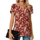 Anyally Women's Plus Size Summer Dressy Chiffon Blouses Short Sleeve V Neck Tunic Tops for Leggings Casual T-Shirts