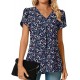 Anyally Women's Plus Size Summer Dressy Chiffon Blouses Short Sleeve V Neck Tunic Tops for Leggings Casual T-Shirts