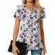 Anyally Women's Plus Size Summer Dressy Chiffon Blouses Short Sleeve V Neck Tunic Tops for Leggings Casual T-Shirts