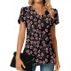 Anyally Women's Plus Size Summer Dressy Chiffon Blouses Short Sleeve V Neck Tunic Tops for Leggings Casual T-Shirts