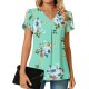 Anyally Women's Plus Size Summer Dressy Chiffon Blouses Short Sleeve V Neck Tunic Tops for Leggings Casual T-Shirts