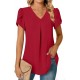 Anyally Women's Plus Size Summer Dressy Chiffon Blouses Short Sleeve V Neck Tunic Tops for Leggings Casual T-Shirts