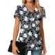 Anyally Women's Plus Size Summer Dressy Chiffon Blouses Short Sleeve V Neck Tunic Tops for Leggings Casual T-Shirts