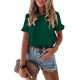 Pretty Garden Womens Plain Round Neck Cute Ruffle Short Sleeve Top