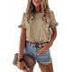 Pretty Garden Womens Plain Round Neck Cute Ruffle Short Sleeve Top