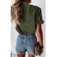 Pretty Garden Womens Plain Round Neck Cute Ruffle Short Sleeve Top