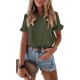 Pretty Garden Womens Plain Round Neck Cute Ruffle Short Sleeve Top