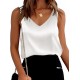 Ekouaer Womens Silk Satin Tank Tops V Neck Casual Cami Sleeveless Camisole Blouses Summer Basic Tank Shirt