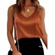 Ekouaer Womens Silk Satin Tank Tops V Neck Casual Cami Sleeveless Camisole Blouses Summer Basic Tank Shirt