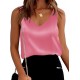 Ekouaer Womens Silk Satin Tank Tops V Neck Casual Cami Sleeveless Camisole Blouses Summer Basic Tank Shirt