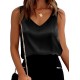 Ekouaer Womens Silk Satin Tank Tops V Neck Casual Cami Sleeveless Camisole Blouses Summer Basic Tank Shirt