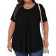 Tencede Womens Plus Size Tops Tunic Short Sleeve Crew Neck Shirts Casual Soft Blouse 1X-5X