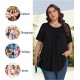 Tencede Womens Plus Size Tops Tunic Short Sleeve Crew Neck Shirts Casual Soft Blouse 1X-5X