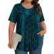 Tencede Womens Plus Size Tops Tunic Short Sleeve Crew Neck Shirts Casual Soft Blouse 1X-5X