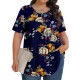 Tencede Womens Plus Size Tops Tunic Short Sleeve Crew Neck Shirts Casual Soft Blouse 1X-5X