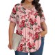 Tencede Womens Plus Size Tops Tunic Short Sleeve Crew Neck Shirts Casual Soft Blouse 1X-5X