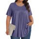 Tencede Womens Plus Size Tops Tunic Short Sleeve Crew Neck Shirts Casual Soft Blouse 1X-5X