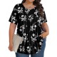 Tencede Womens Plus Size Tops Tunic Short Sleeve Crew Neck Shirts Casual Soft Blouse 1X-5X