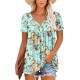 ROSELINLIN Women's Short Sleeve Shirts Long Sleeve Floral Summer Tops Loose Fit for Leggings