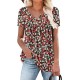 ROSELINLIN Women's Short Sleeve Shirts Long Sleeve Floral Summer Tops Loose Fit for Leggings