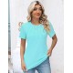 Kistore Womens Casual Crew Neck Short Sleeve Pleated Tops Blouses Fashion Clothes 2024