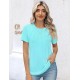 Kistore Womens Casual Crew Neck Short Sleeve Pleated Tops Blouses Fashion Clothes 2024